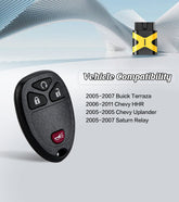Self Programmable Car Key Keyless Entry Remote Replacement for 2006-2011 Chevy HHR/2005-2007 Buick Terraza 315MHZ with FCC: KOBGT04A